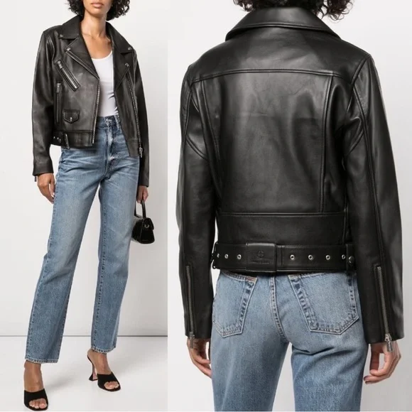 Anine Bing Benjamin Moto Biker Leather Jacket Size Small
